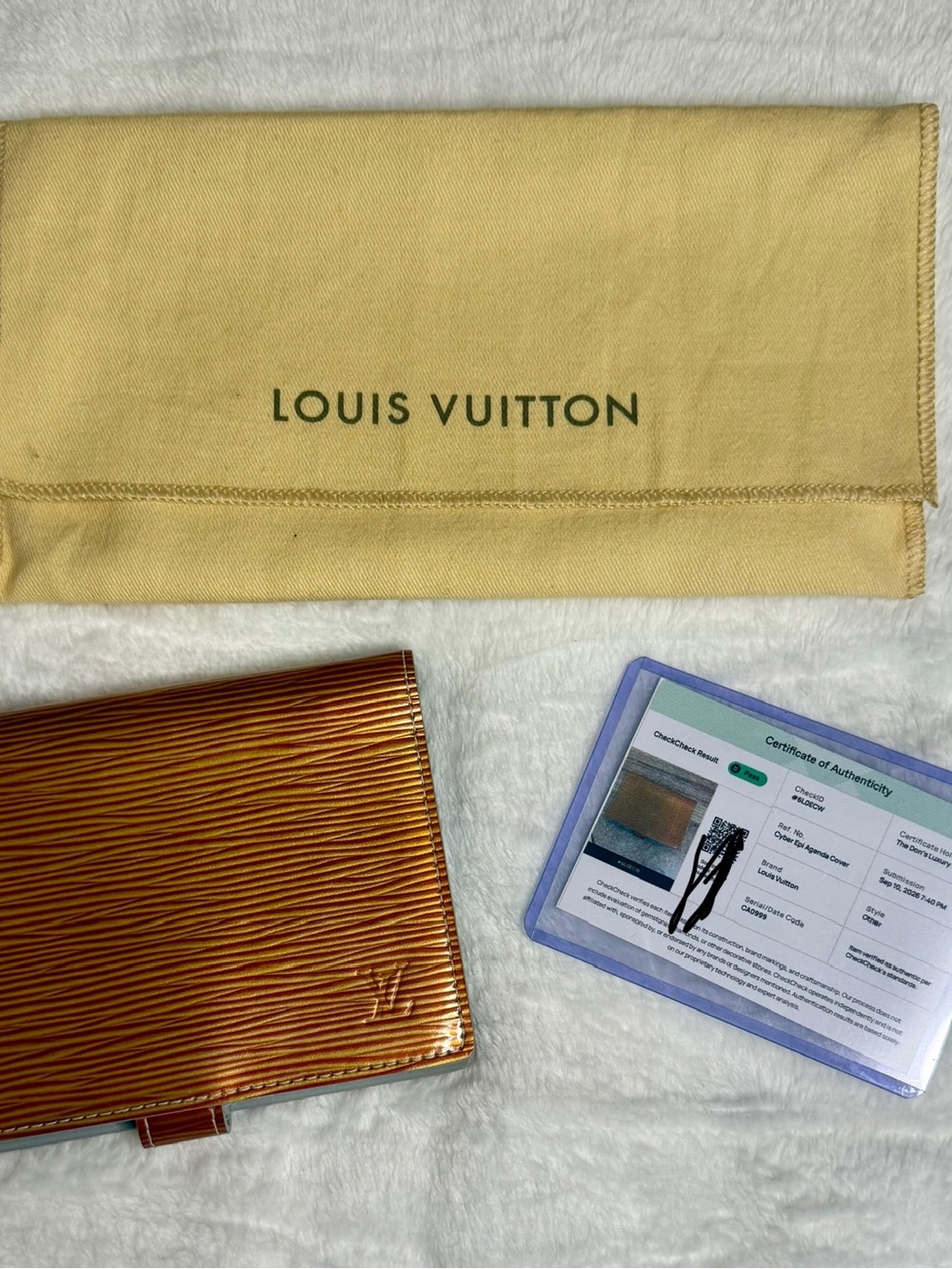 Louis Vuitton Metallic Orange Cyber Epi Agenda PM Planner + COA